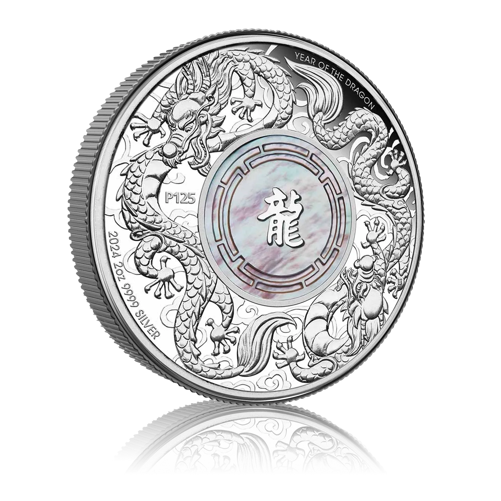 2oz Silver Double Dragon & Pearl Coin (2024) 4